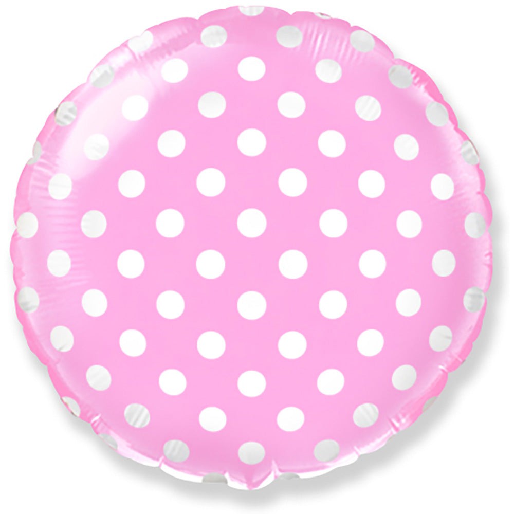 18 inch CIRCLE - BABY PINK WITH WHITE POLKA DOTS