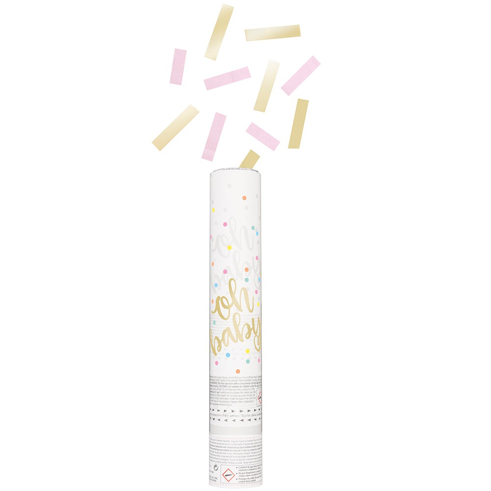 OH BABY GENDER REVEAL CONFETTI CANNON PINK & GOLD (GIRL)