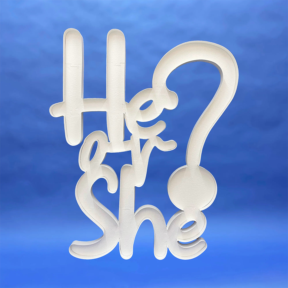 49 inch SCRIPT HE OR SHE MOSAIC FRAME