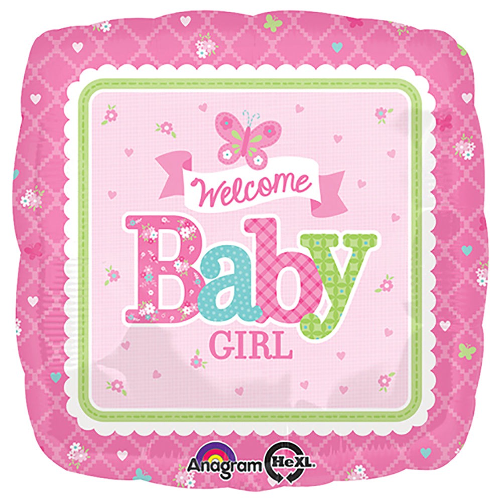 18 inch WELCOME BABY GIRL BUTTERFLY