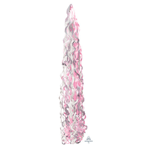 34 inch TWIRLZ TISSUE BALLOON TAIL - PINK & WHITE
