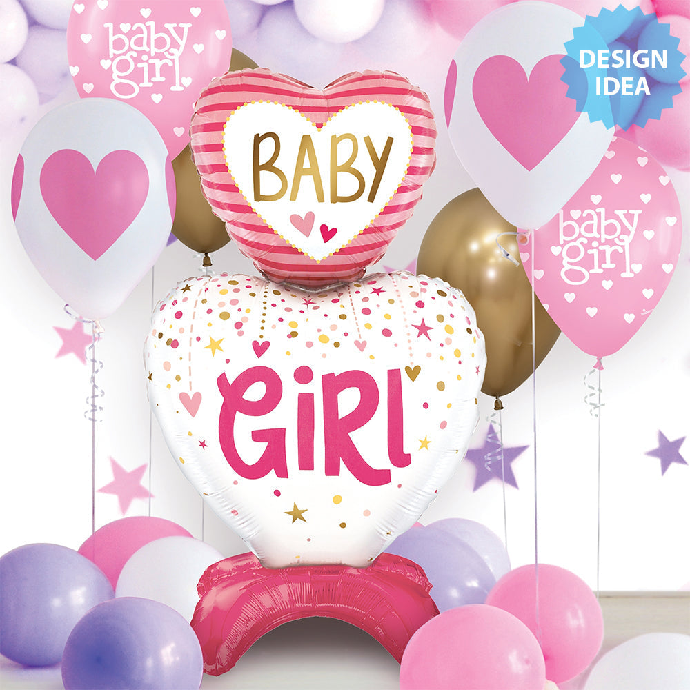 28 inch STANDUPS BABY GIRL HEARTS
