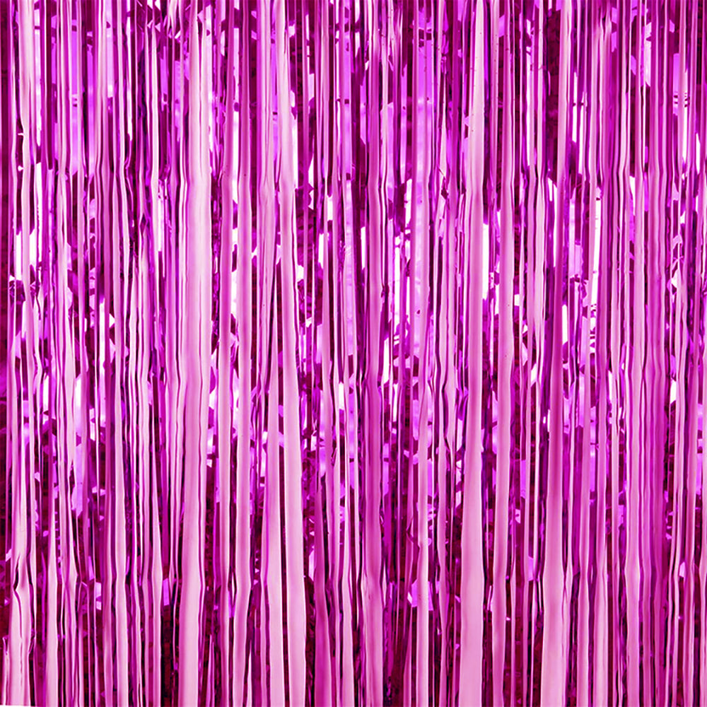 3ft X 6.5ft FOIL FRINGE CURTAIN - METALLIC MAGENTA