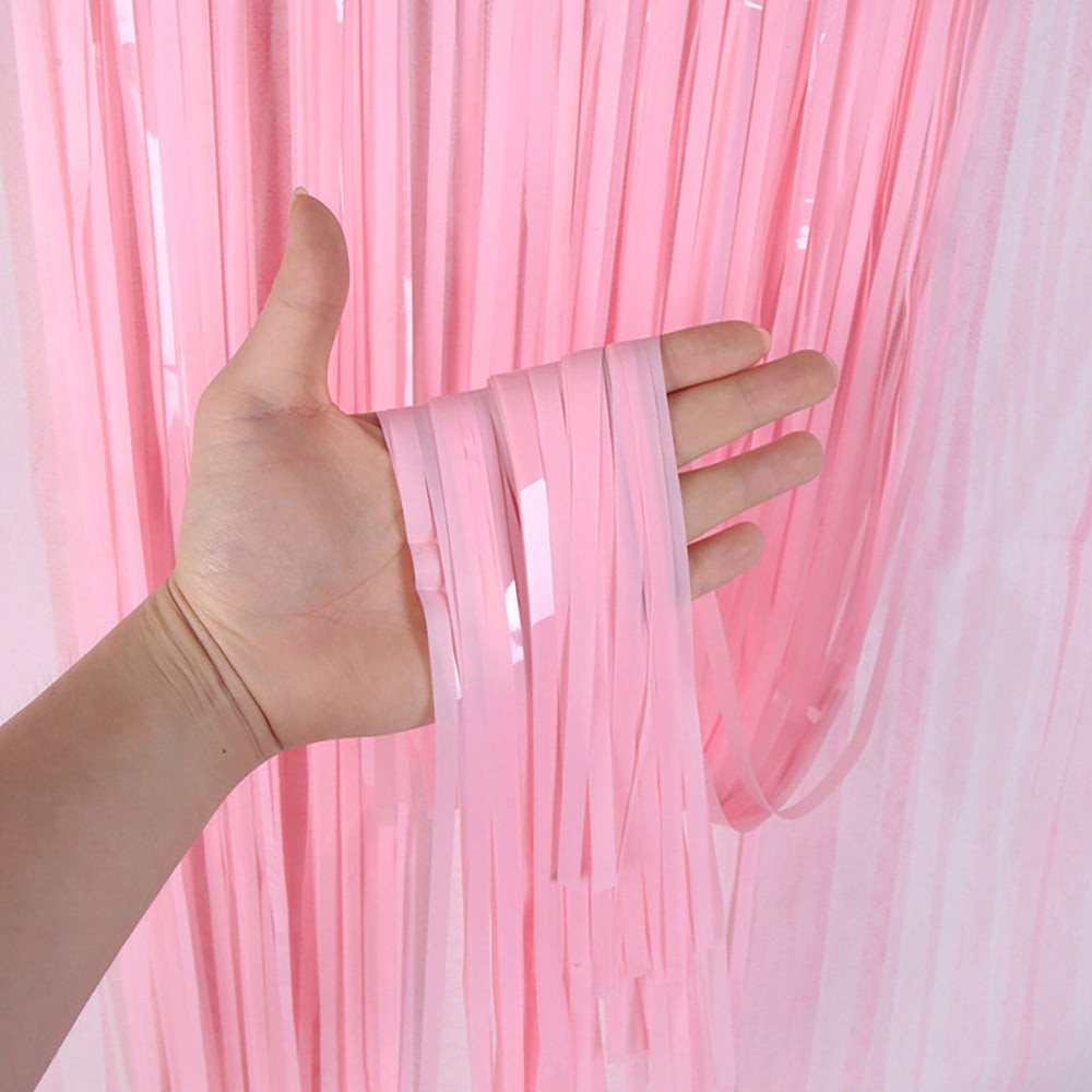 3ft X 6.5ft FOIL FRINGE CURTAIN - PINK