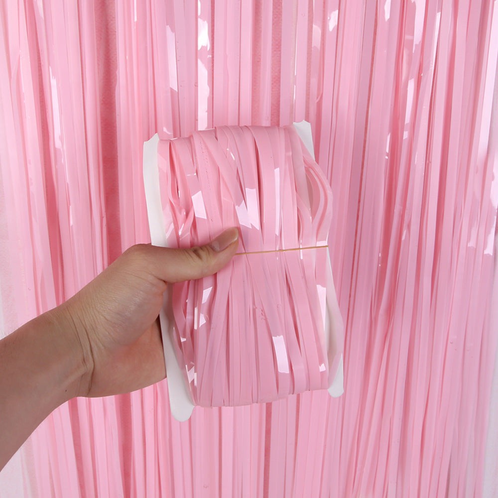 3ft X 6.5ft FOIL FRINGE CURTAIN - PINK