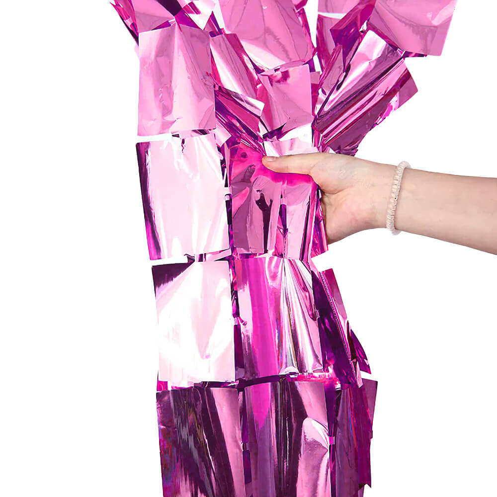 3ft X 6.5ft FOIL SQUARES CURTAIN - METALLIC MAGENTA