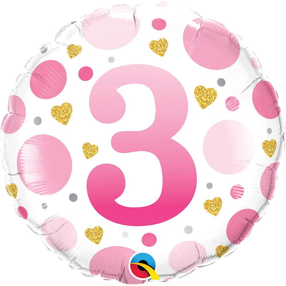 18 inch AGE 3 PINK DOTS