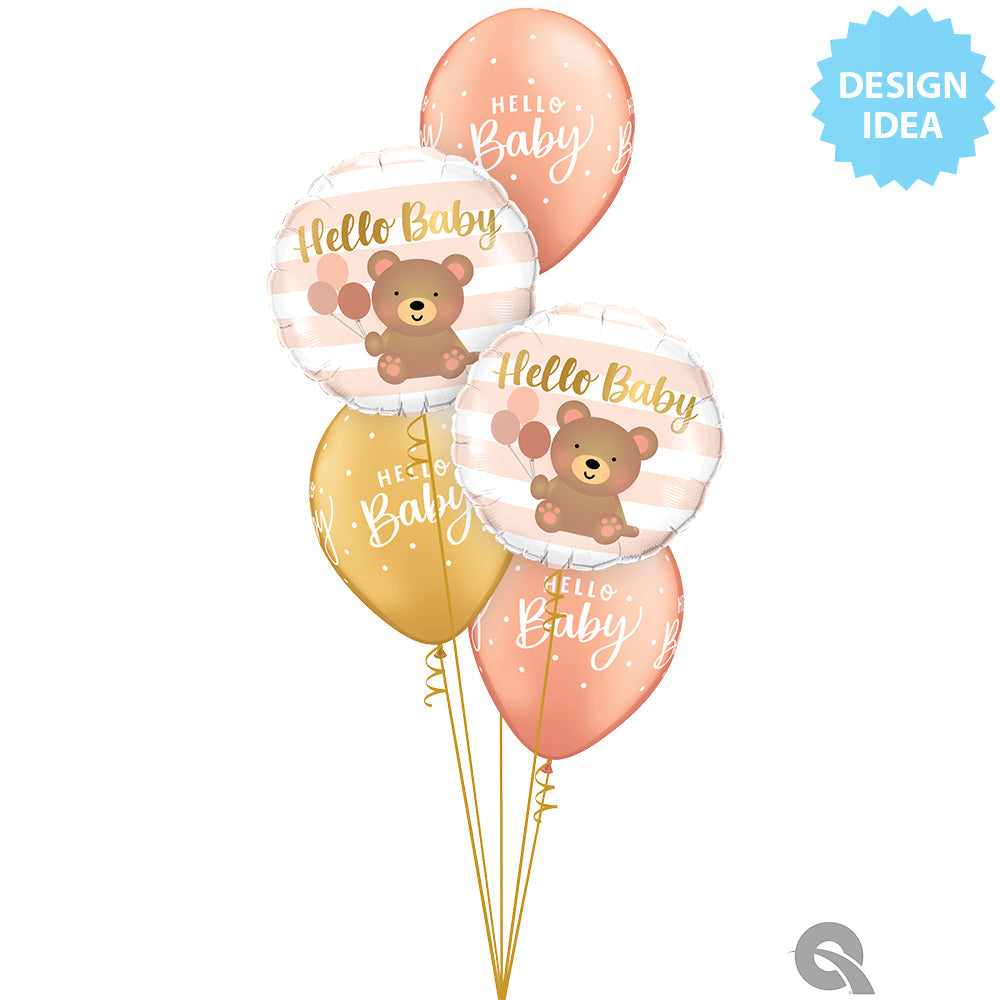 18 inch HELLO BABY BEAR & BALLOONS