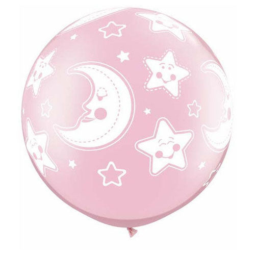 30 inch BABY MOON & STARS-A-ROUND - PEARL PINK